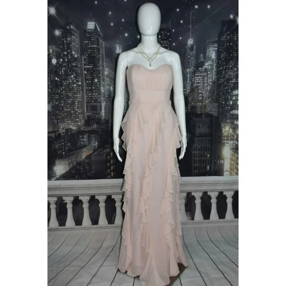 Belle Badgley Mischka NWT 10 Monica Dress Long Formal Ruched Sweetheart Neckline - Picture 1 of 11